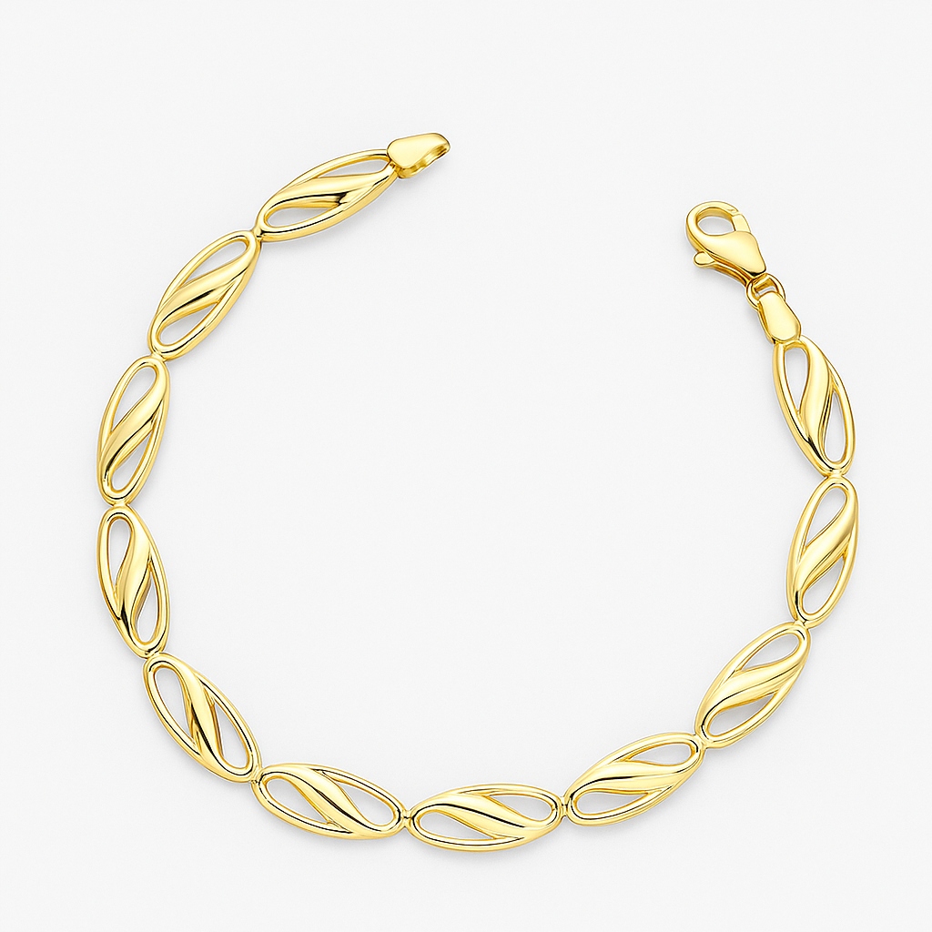 Zlatý náramek z oválných článků