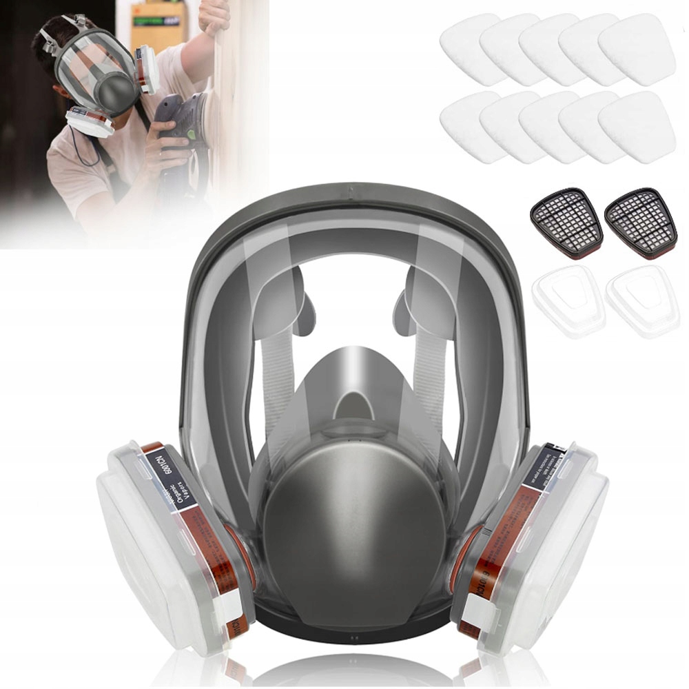 Maska Ochronna Pełnotwarzowa 15W1 Przeciwmgielna Do Malowania Natryskowego