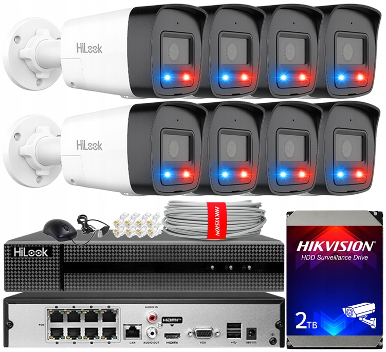 Zestaw Monitoringu Ip 8 Kamer 8MPx IPC-B180HAP-LUF/SL Live Guard PoE Audio