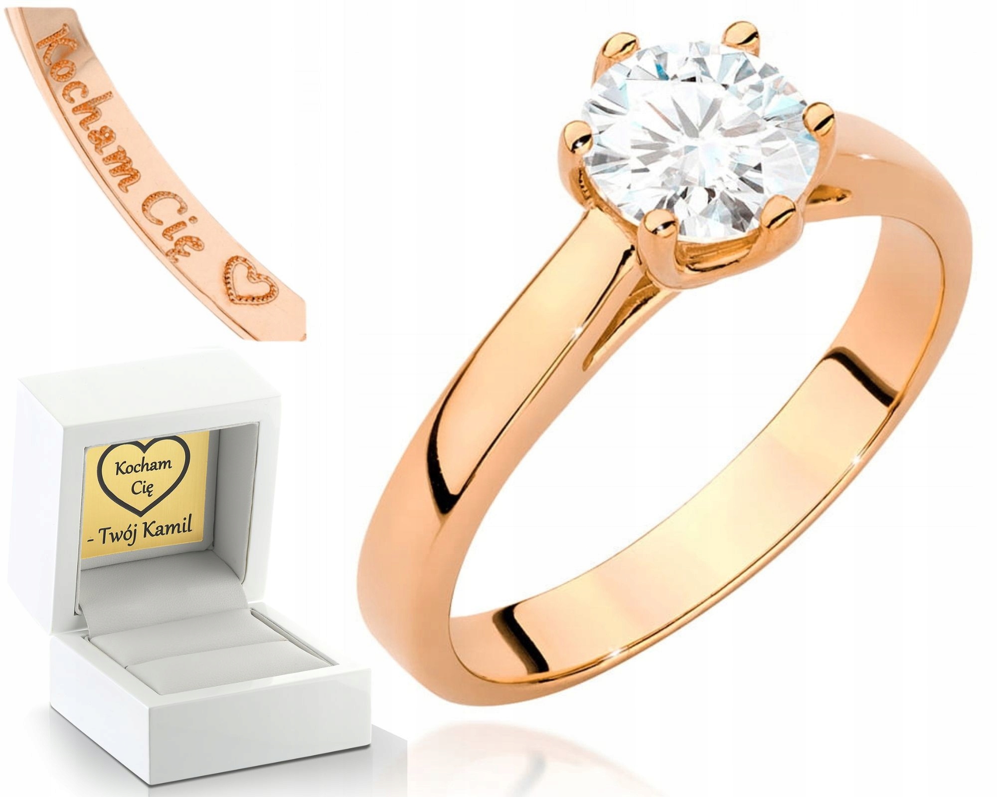 Růžové Zlato Prstýnek S Diamantem 585 Gravírování Bonus