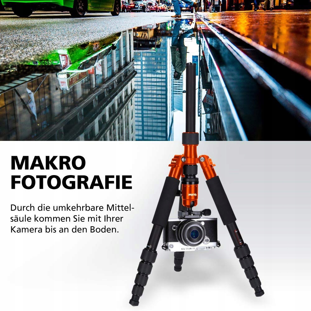 ROLLEI Kompaktowy Lekki Statyw Podróżny 31cm Arca Swiss Pomarańczowy — miniatura 2