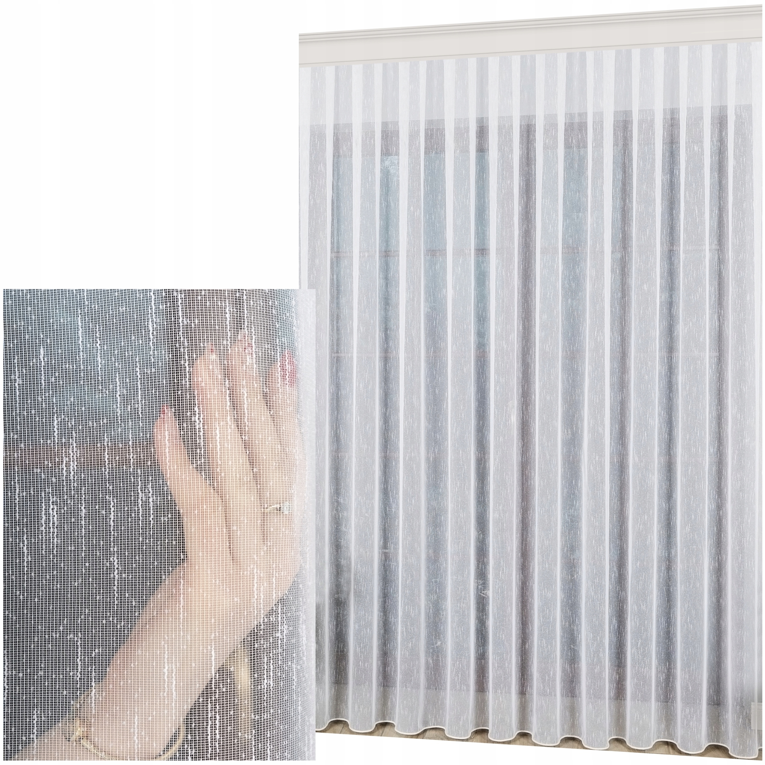 Hotová Záclona Bílá Jemný Déšť Na Pásku S Olovnicí Do Obývacího Pokoje 600 x 280 cm