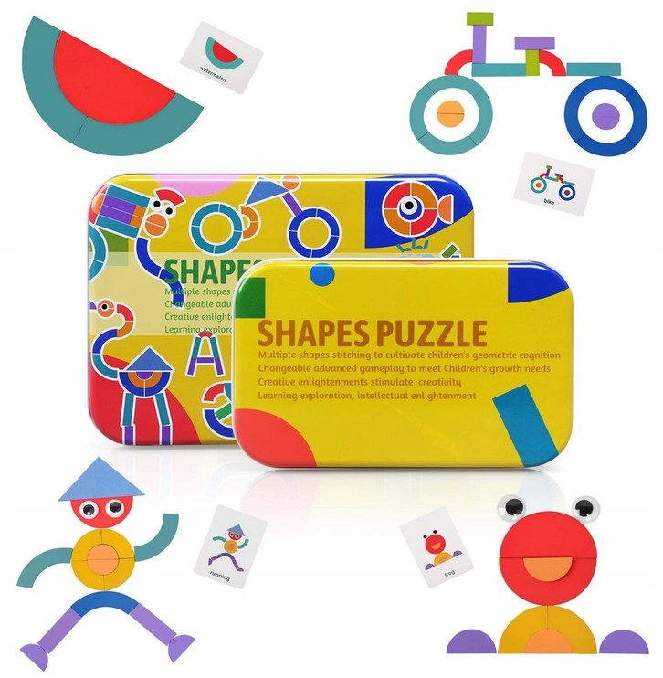 

Drewniana Układanka Puzzle Kształty Montessori Gra