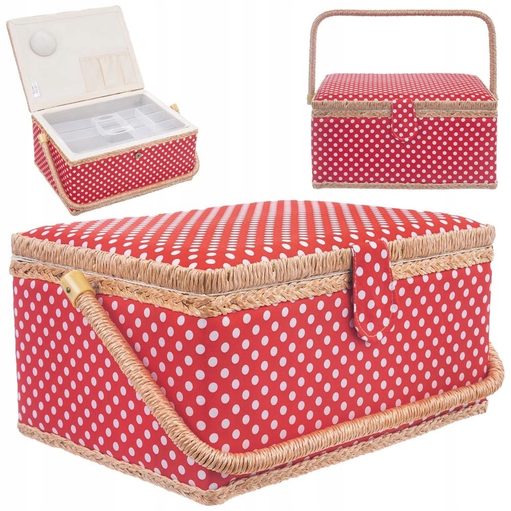 Box na šicí potřeby s víkem 24 x 18 x 12 cm Dřevěný Pevný Odolný Orion