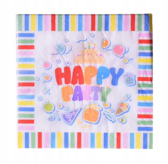 ZESTAW PAPIEROWY KUBECZKI TALERZYKI HAPPY PARTY Średnica 18 cm