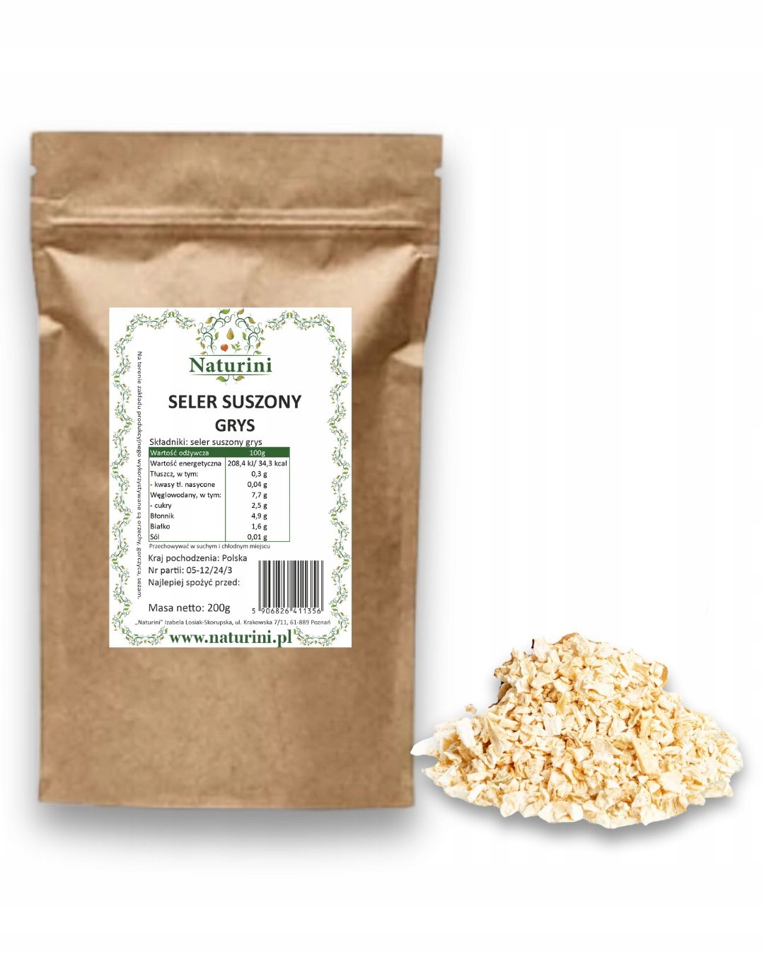 Sušený Celer Grys Aromatická sušená zelenina Do Polévek Pro Hlodavce 1KG