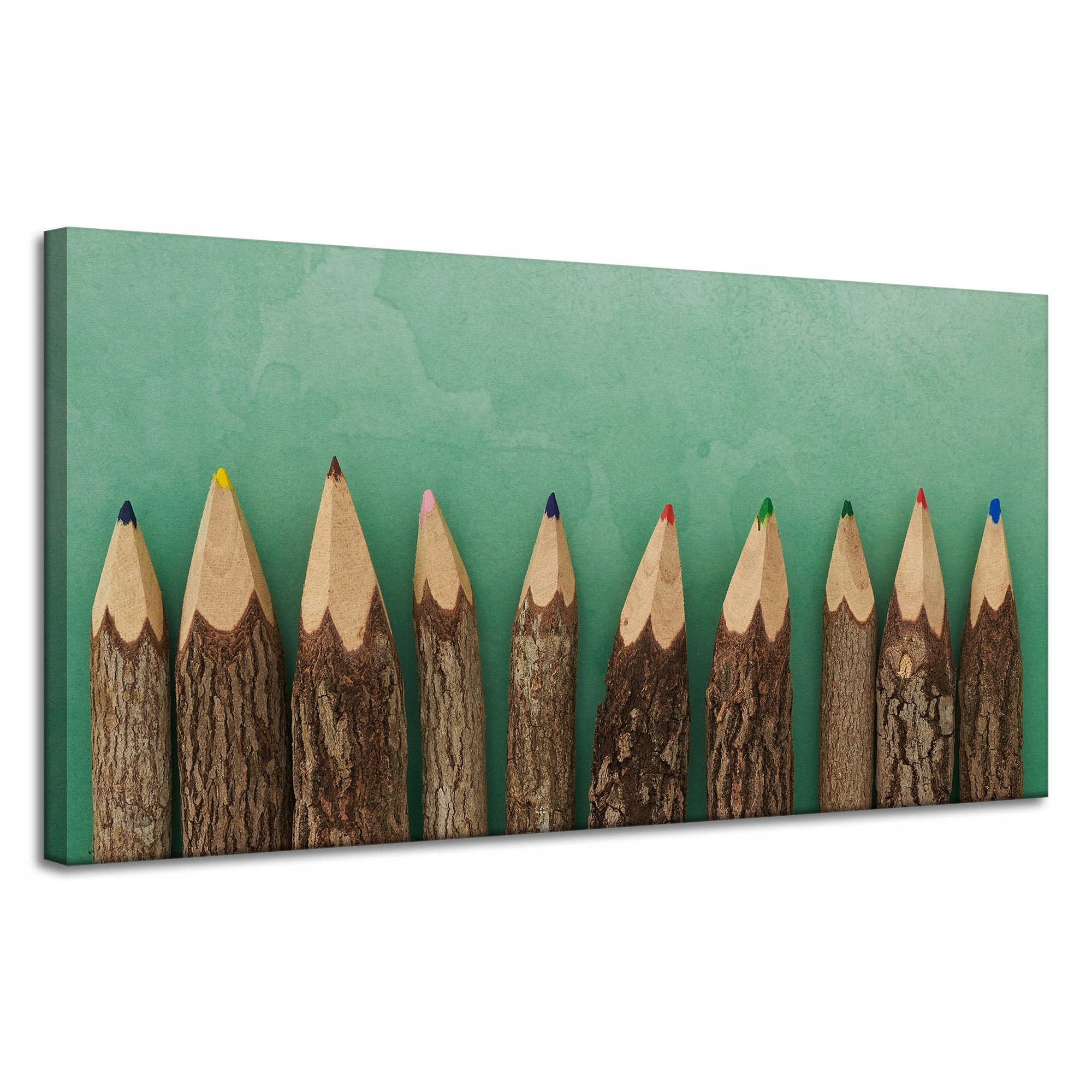 Obraz na plátně Barevné Pastelky Tužky v kmenech stromů 120x60