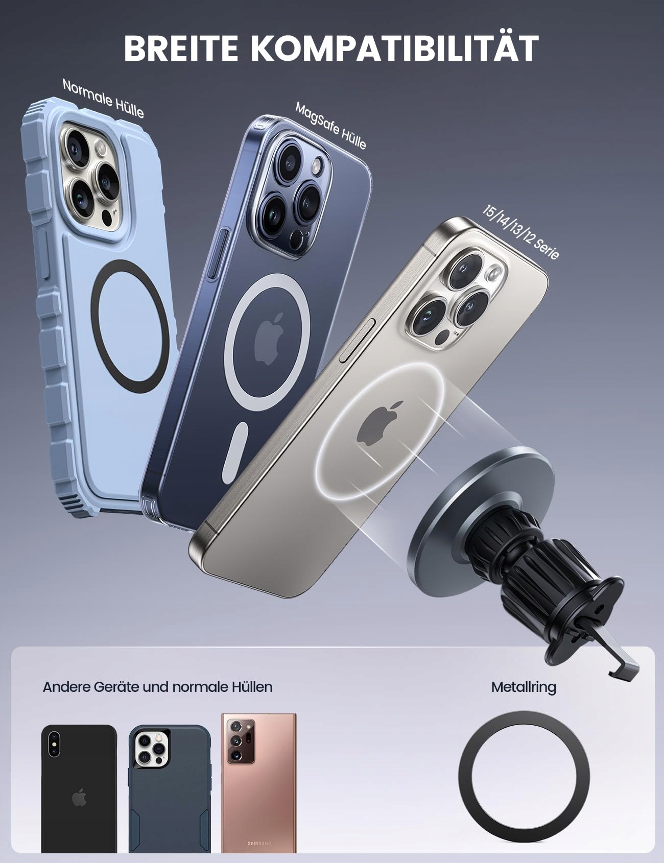 LAMICALL Uchwyt Samochodowy MagSafe Magnetyczny Do iPhone i Smartfonów — miniatura 3