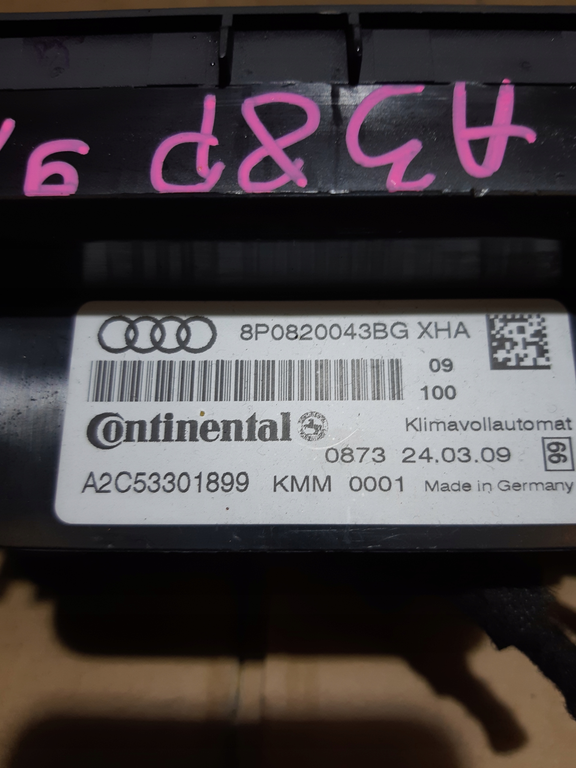 AUDI A3 8P LIFT PANEL klimaanlage des lüfters 8P0820043BG