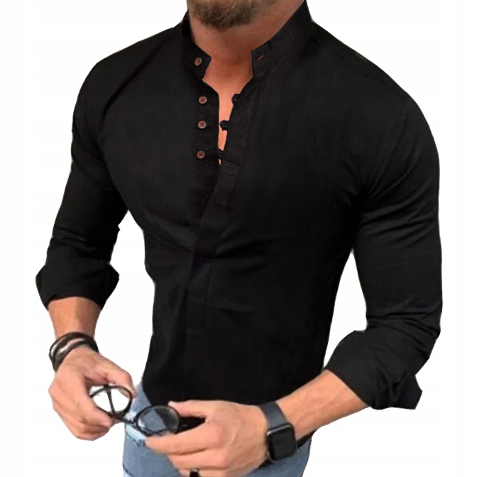 Pánská košile Stojka Elegantní Svatba Svatební Hostina Ležérní