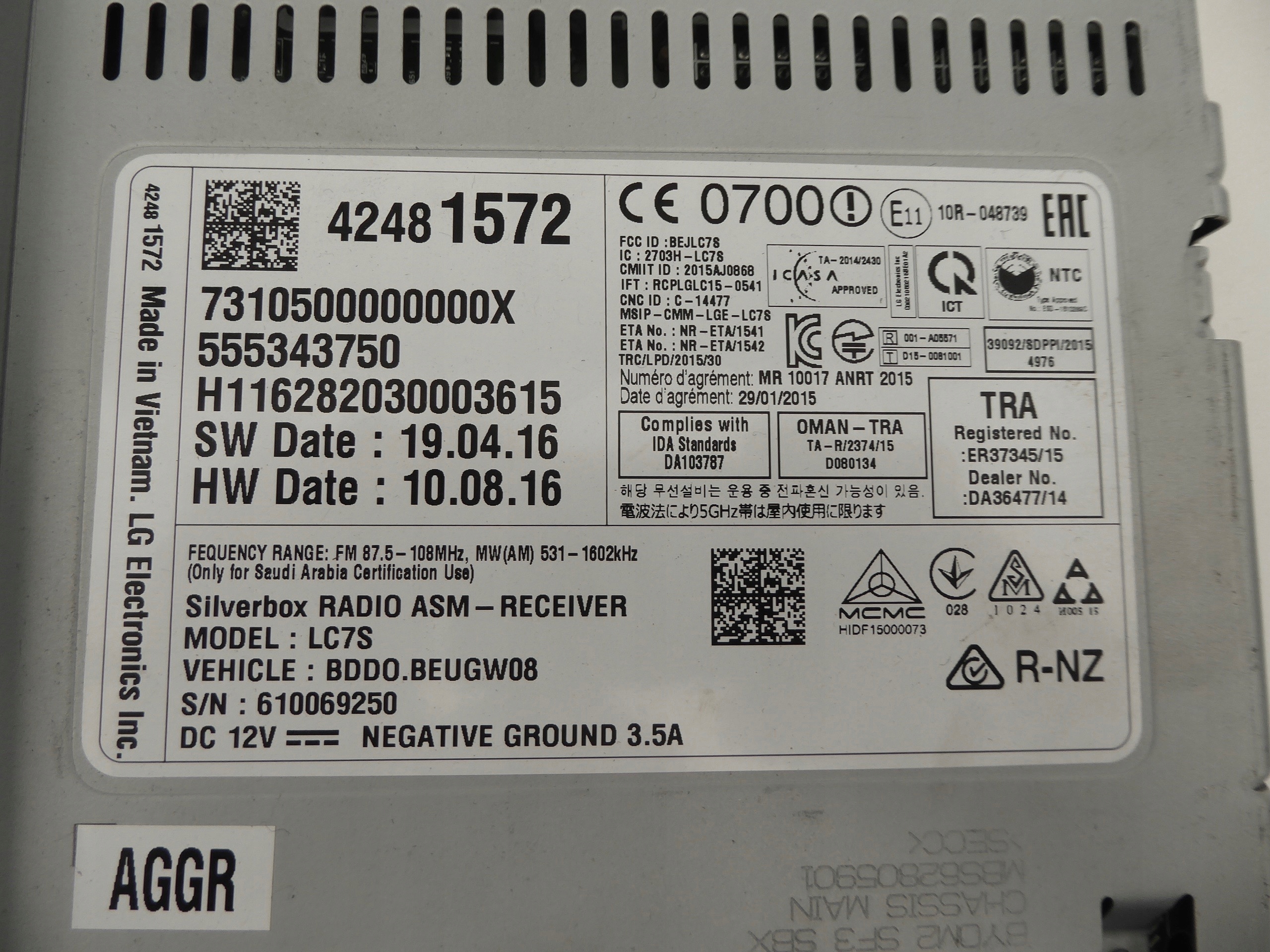 MODUŁ RADIA SILVERBOX 42481572 OPEL ASTRA K 5 Numer katalogowy części 42481572