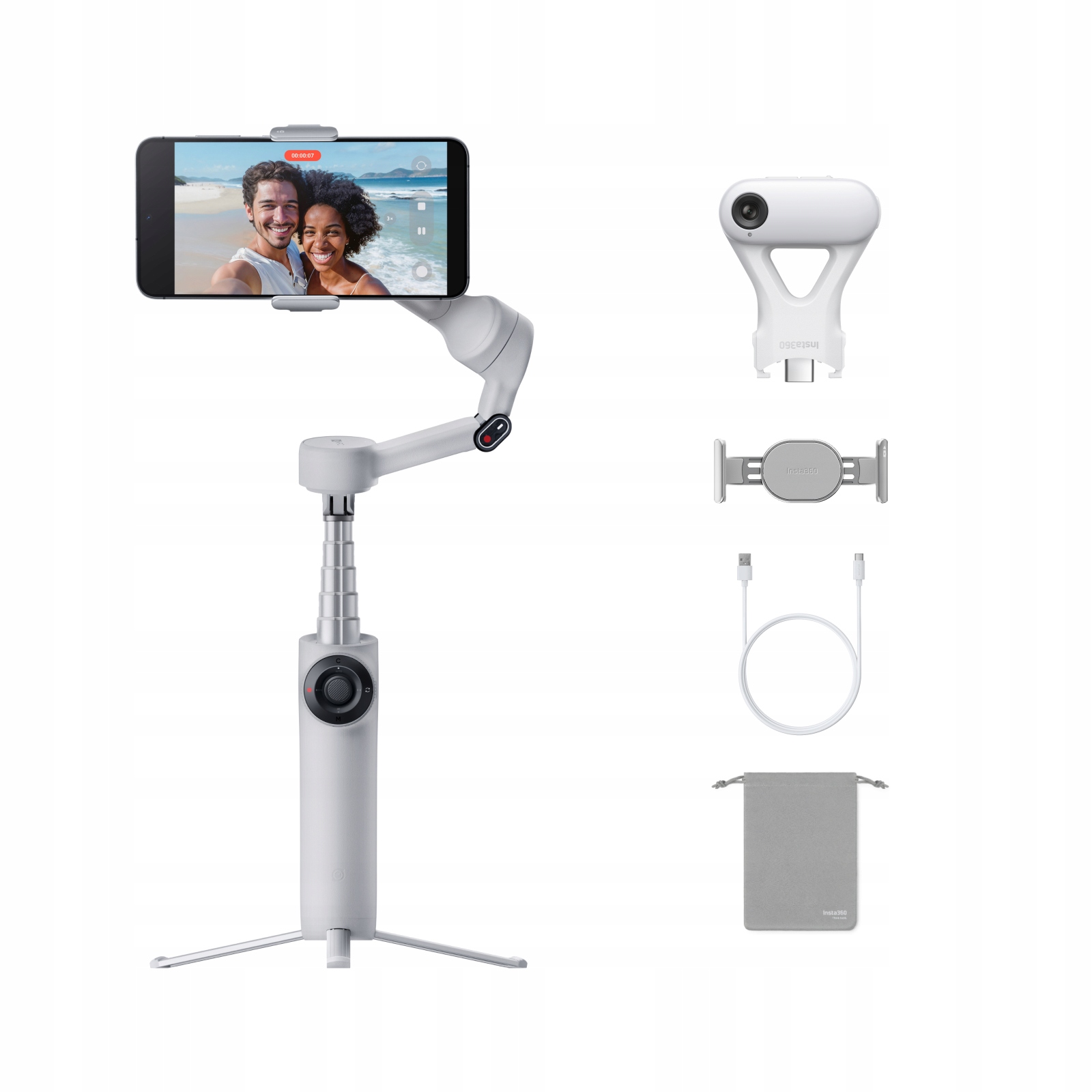 Gimbal pro chytrý telefon Sada Insta360 Flow 2 Ai Tracker Bundle Šedá