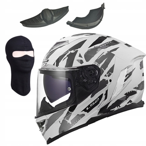 LS2 FF818 Storm III Kaos White Grey športová integrálna prilba s mixom S