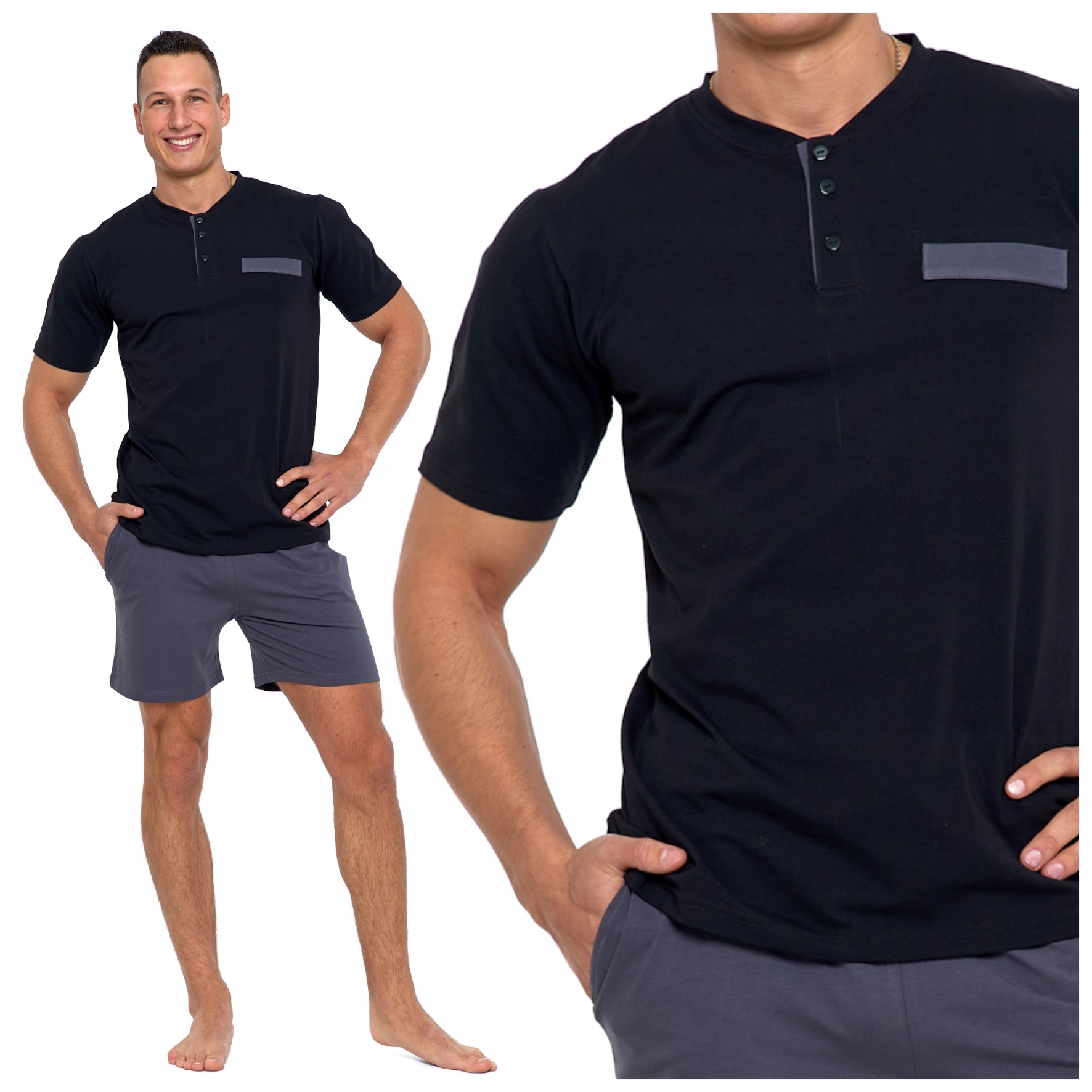 PIŻAMA MĘSKA BAWEŁNA KRÓTKA PLUS SIZE MORAJ - XXXL