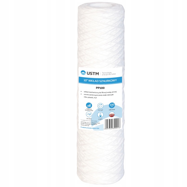 FILTR DO WODY WKŁAD 10 SZNURKOWY PP100 MIKRON USTM