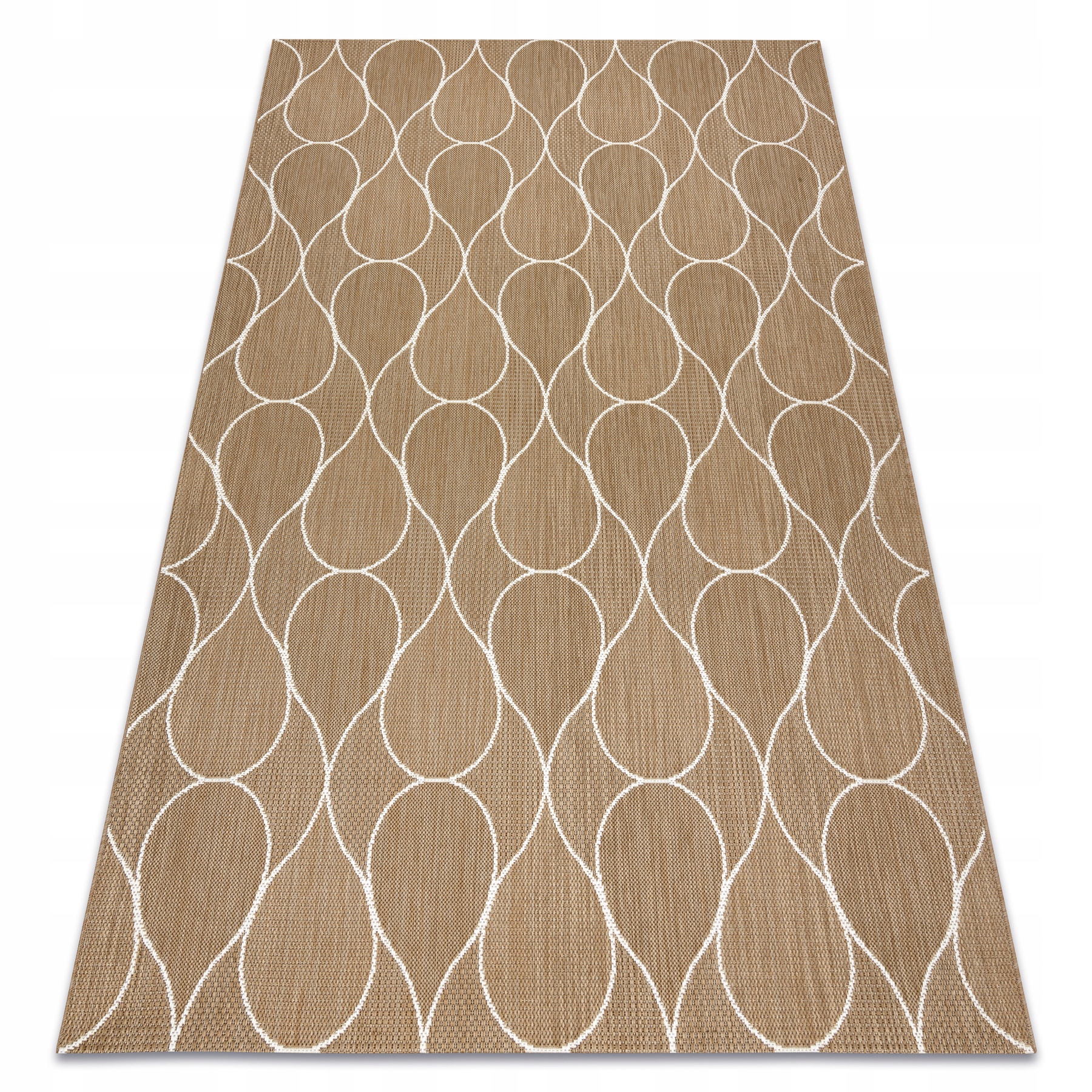 Dywan Płaskotkany Salon Taras Balkon Krople beż Sizal Juta 80x150 cm