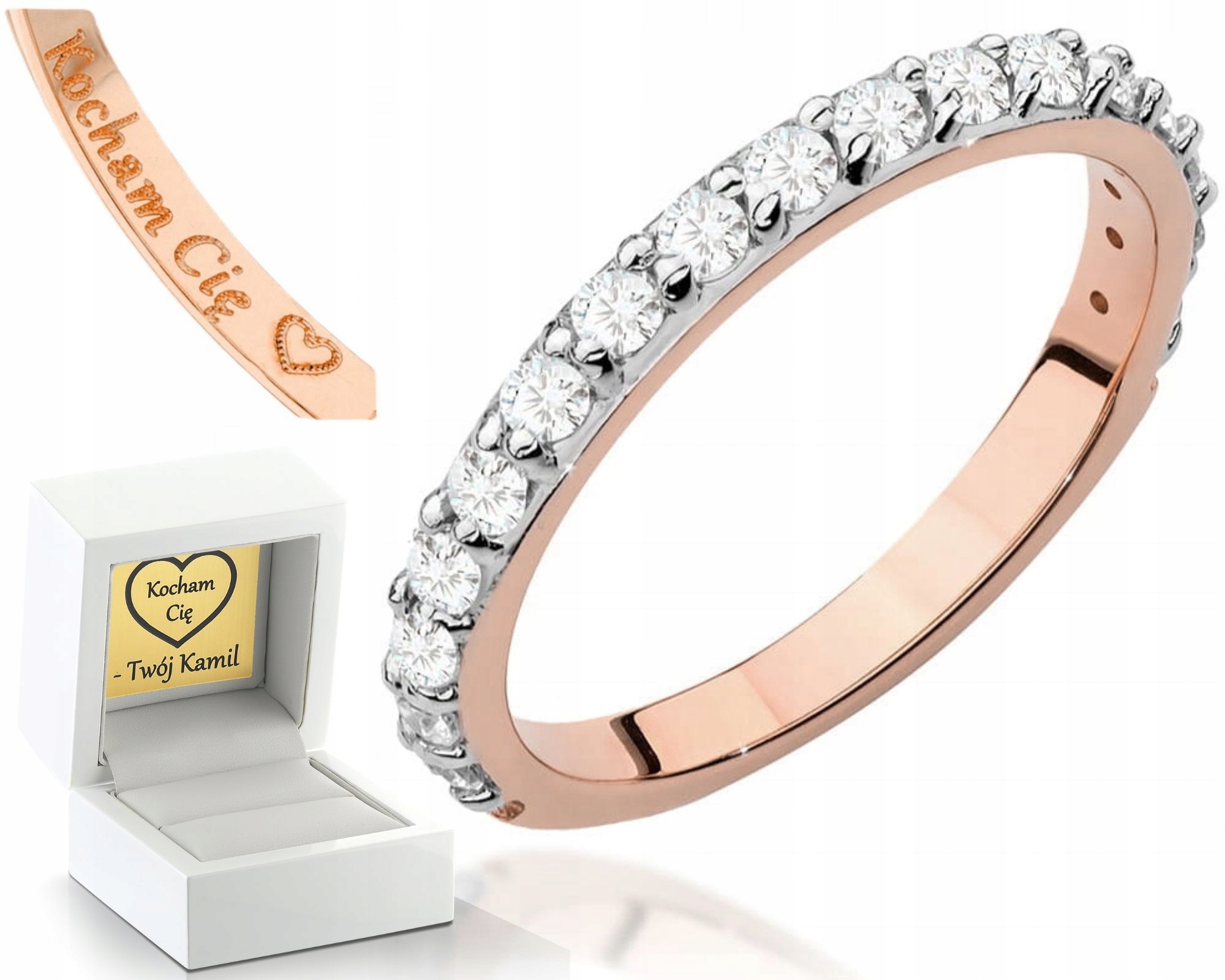 Růžové Zlato Zásnubní Prstýnek S Brilianty Gravírování 585 Bonus Dárek