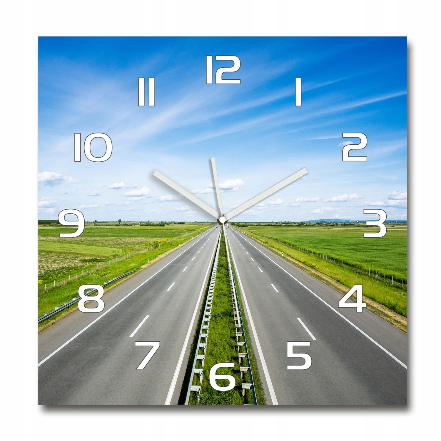 

Duży kwadratowy szklany zegar Autostrada 60x60 cm