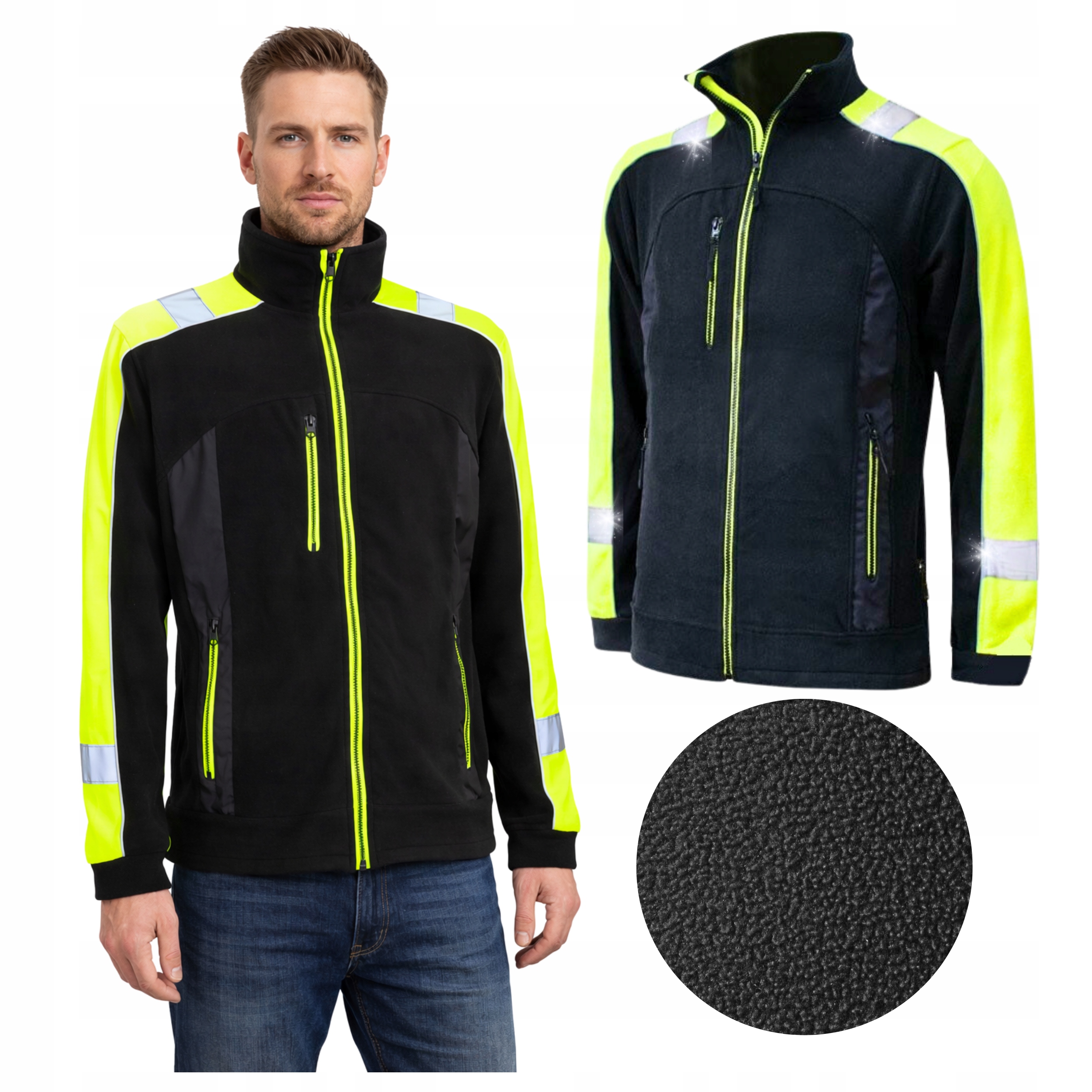 Рабочая флисовая мужская светоотражающая толстовка мужская рабочая флисовая куртка на молнии OHS