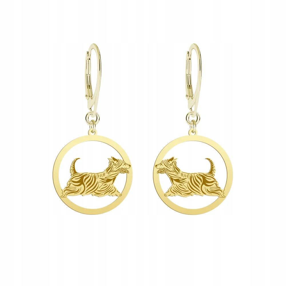 Náušnice Zlaté s psem Australský Silky Terrier 925 Šperky Gravírování Bonus