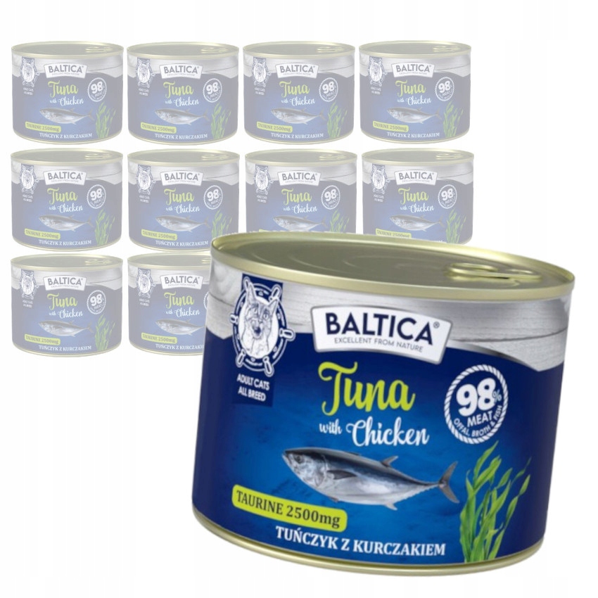 Baltica Vynikající tuňák kuřecí 12x185 g Bezobilné Mokré Krmivo Pro Kočky