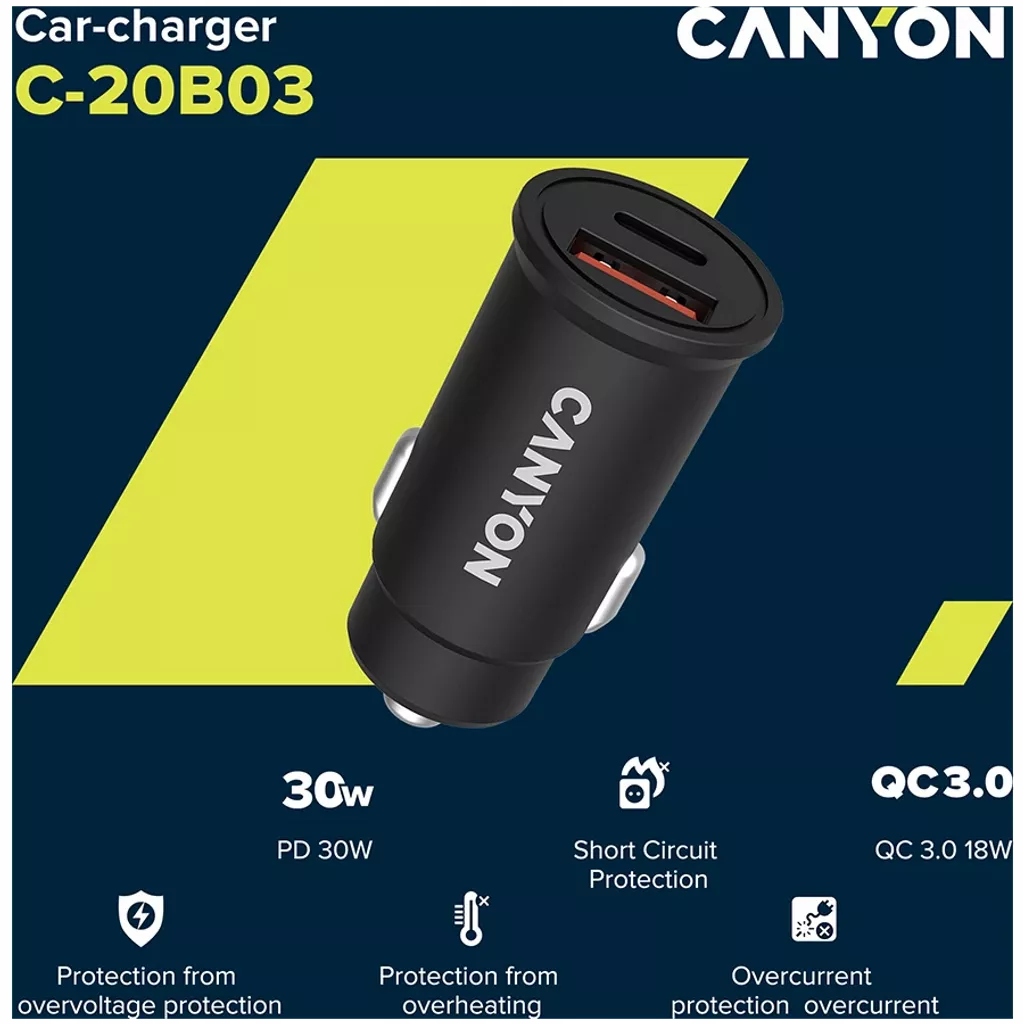 Ładowarka samochodowa USC-C i USB-A z PD Qualcomm QUICK CHARGE 3.0 IC 30W Producent inny