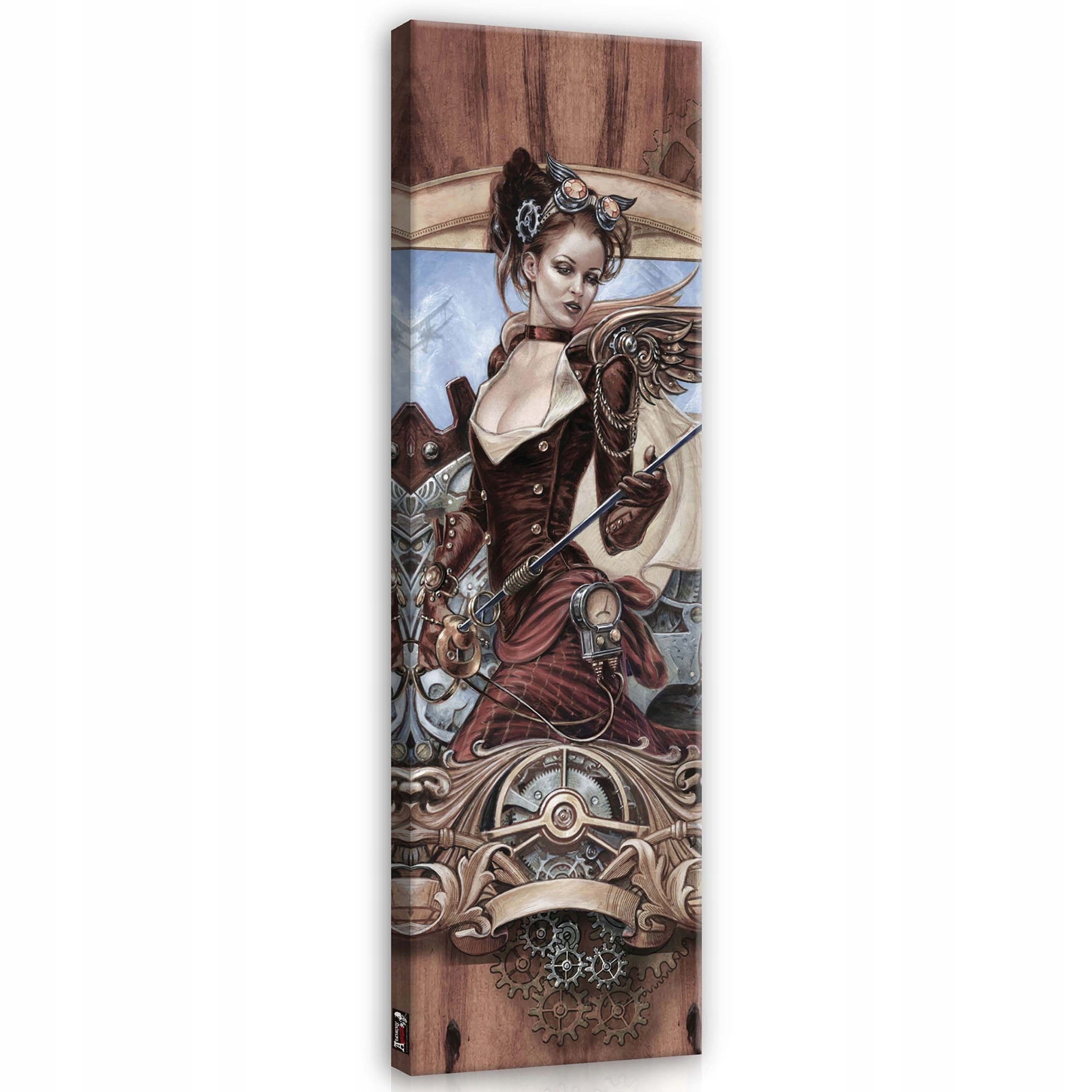 Obraz 45x145 Steampunk žena-bojovník mechanismy křídla meč síla