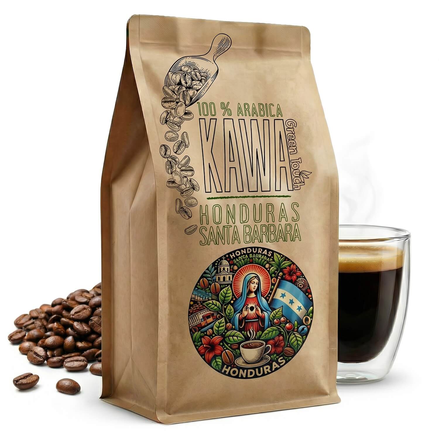 Levně Káva zrnková Honduras Santa Barbara 100% arabica čerstvá 1 kg Green Touch