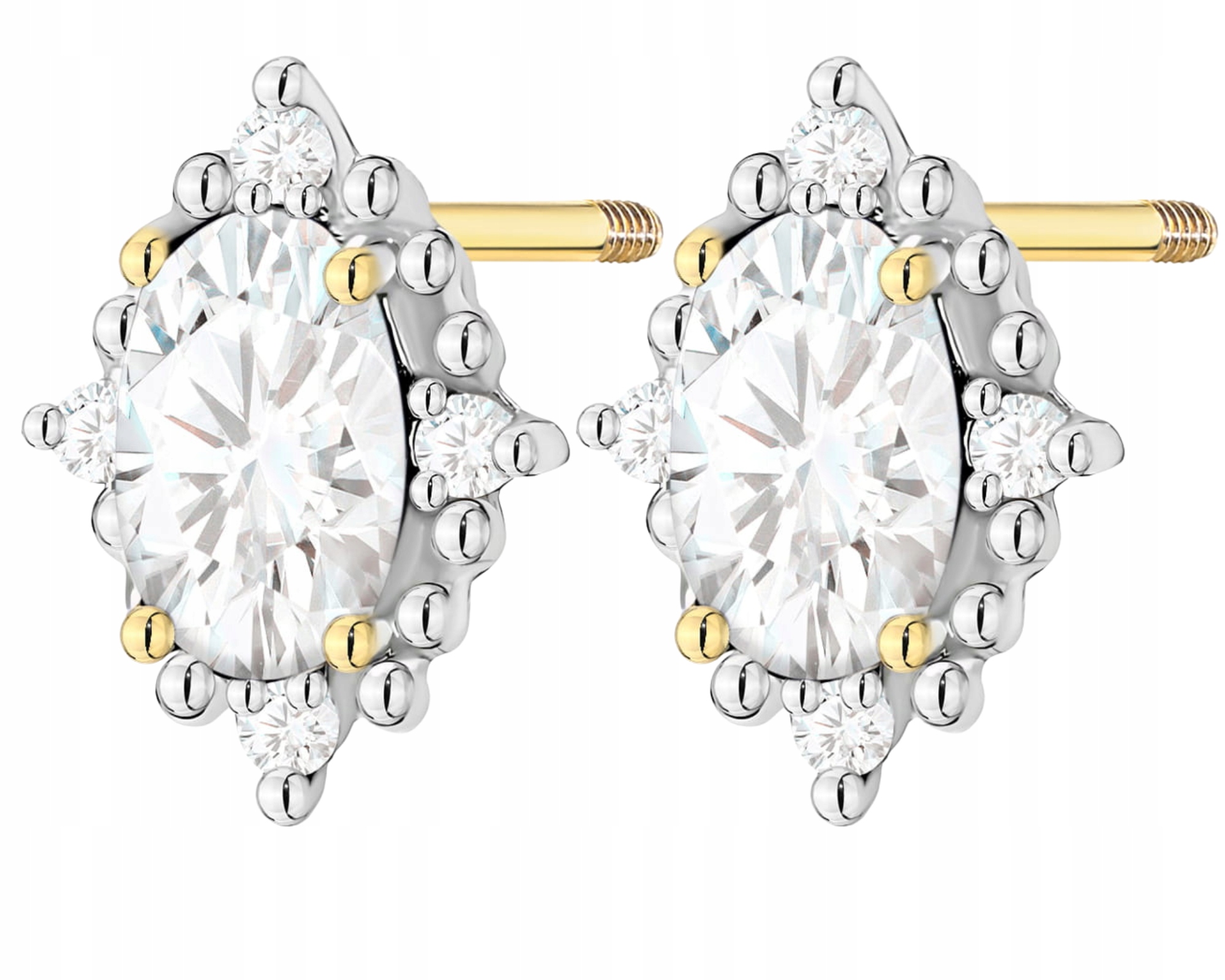 Šroubovací tyčinka Zlaté Náušnice s diamanty Lab v ryzosti 585 Moderní