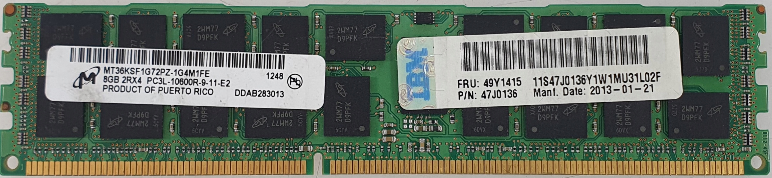 Pamięć RAM DDR3 PC3L-10600R 8GB Micron ECC