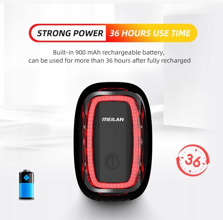 Meilan X6 inteligenta lampka rowerowa system STOP Źródło światła dioda LED