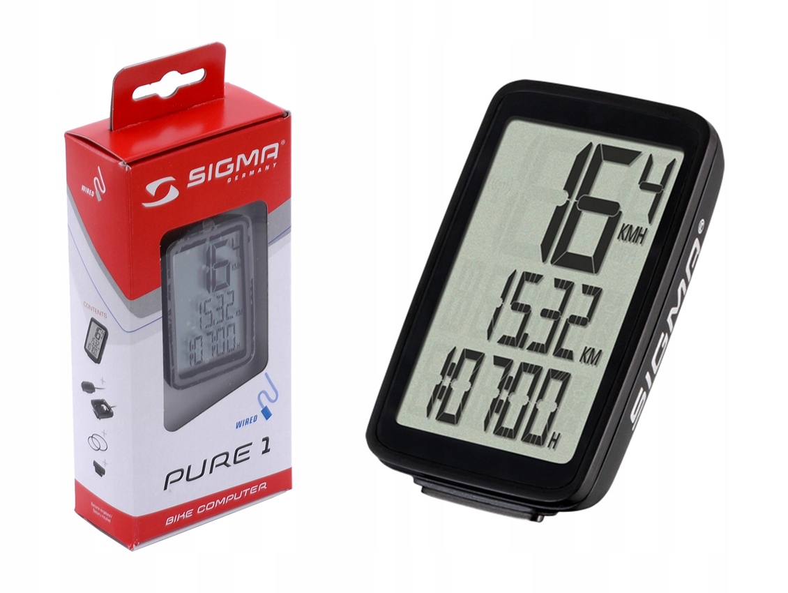 MARKOWY LICZNIK ROWEROWY WODOODPORNY SIGMA PURE 1 PRĘDKOŚĆ START/STOP 5FN Rodzaj przewodowy