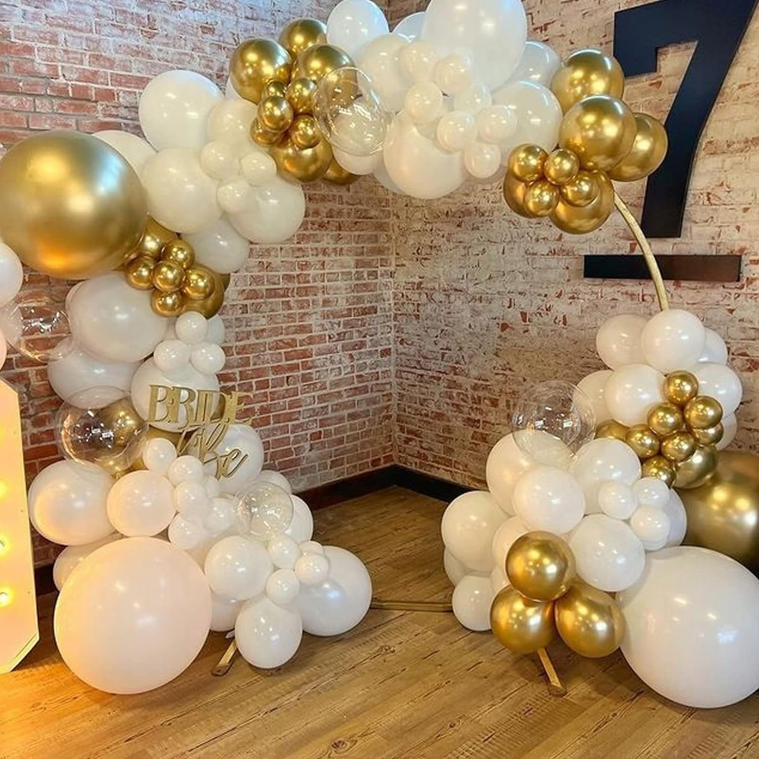 GIRLANDA BALONOWA BALONY BIAŁO ZŁOTA BIAŁA ROCZEK CHRZEST KOMUNIĘ URODZINY Marka Extra Party