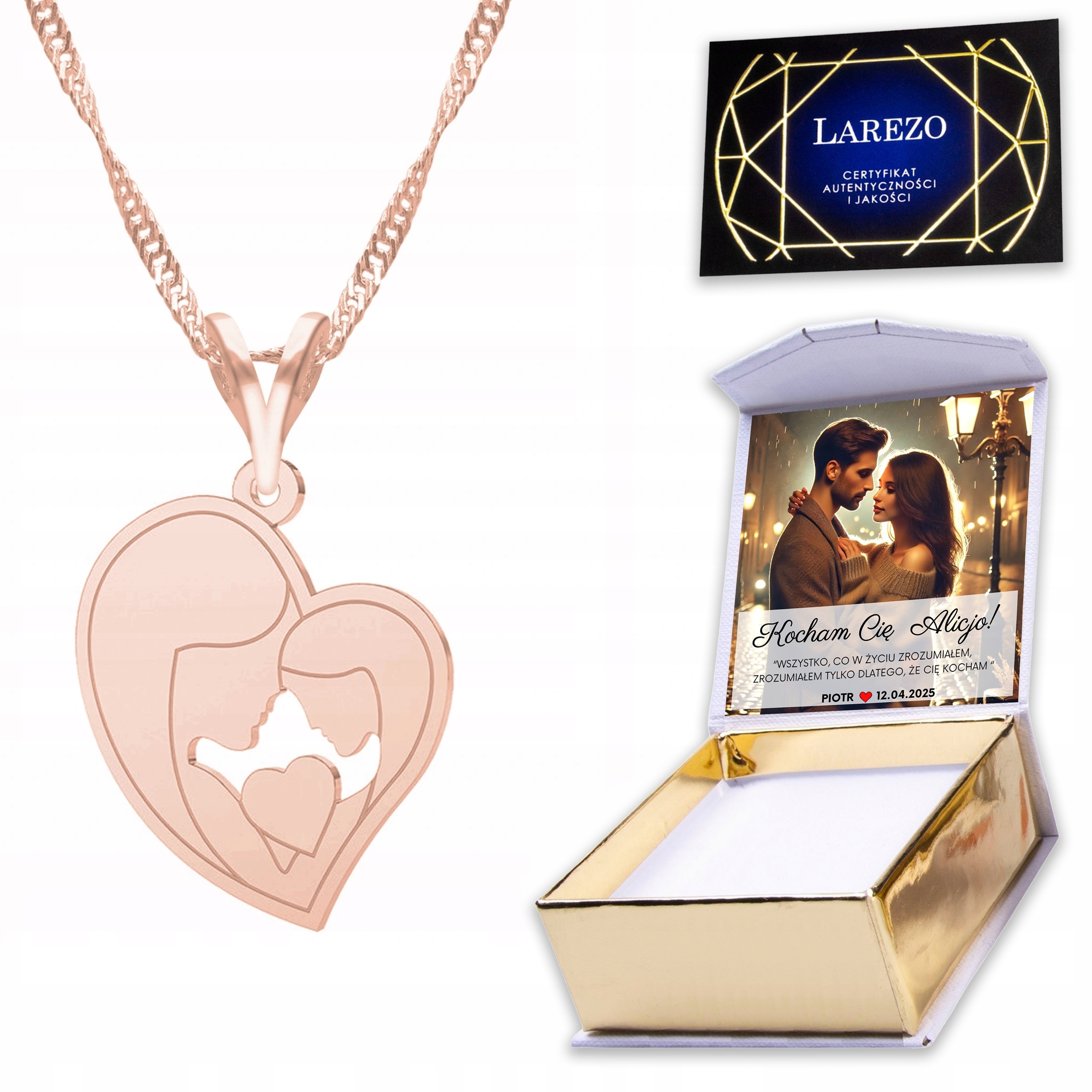 Pozlacený náhrdelník 925 s matkou dcerou a rodinou, maminka, rodina potisk