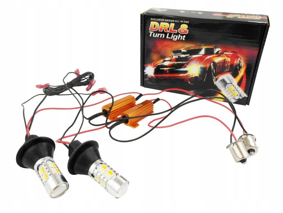 Światła LED dzienne + Kierunkowskazy PY21W / BAU15S DRL 2w1 Producent części Interlook