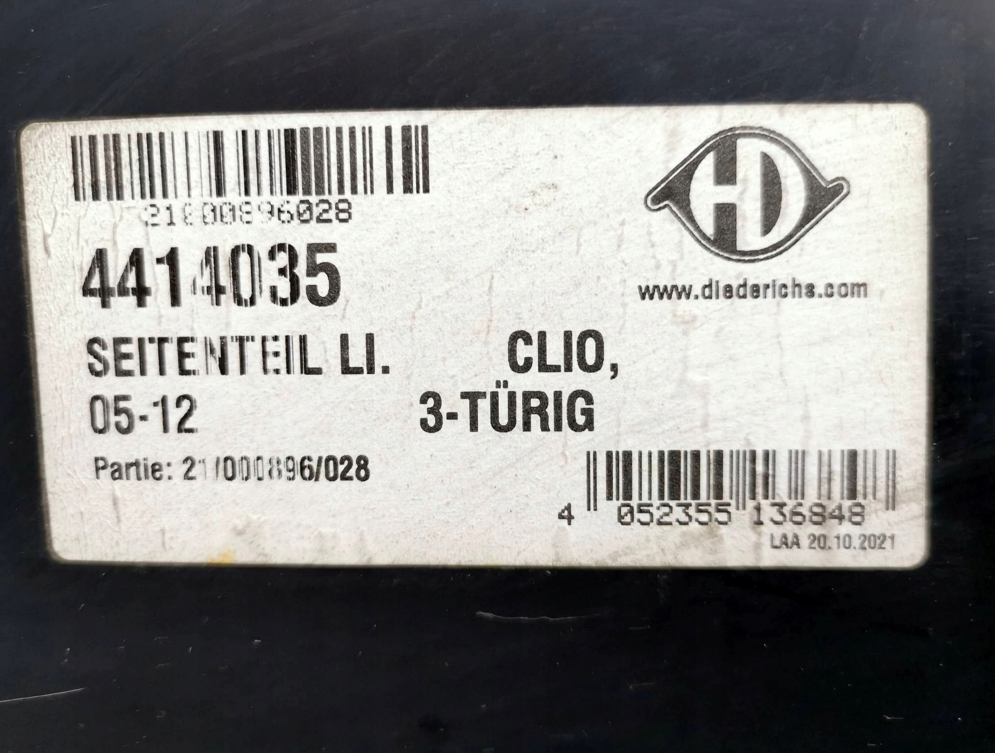 BŁOTNIK LEWY TYŁ ĆWIARTKA BOK RENAULT CLIO 3 III Producent części Diederichs