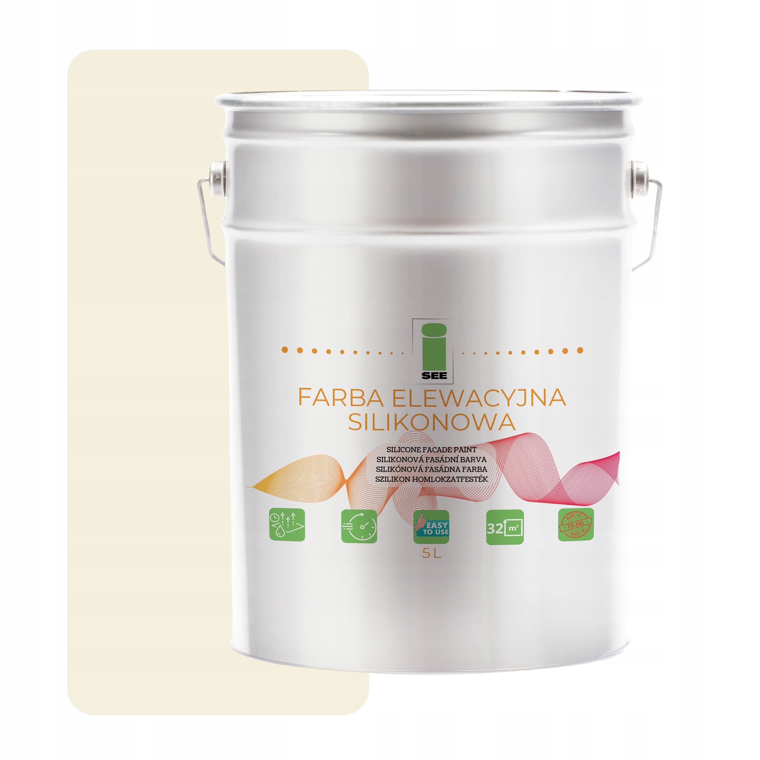Silikónová Fasádna Farba Bielej Svetlobéžovej Farby 5L, Ochrana Proti Riasam