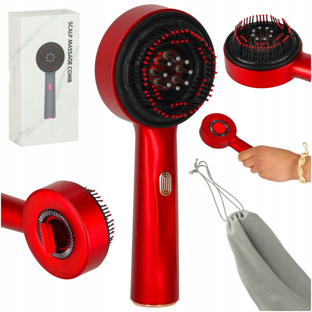 Kartáč na masáž hlavy masážní přístroj péče o vlasy červené světlo aplikace