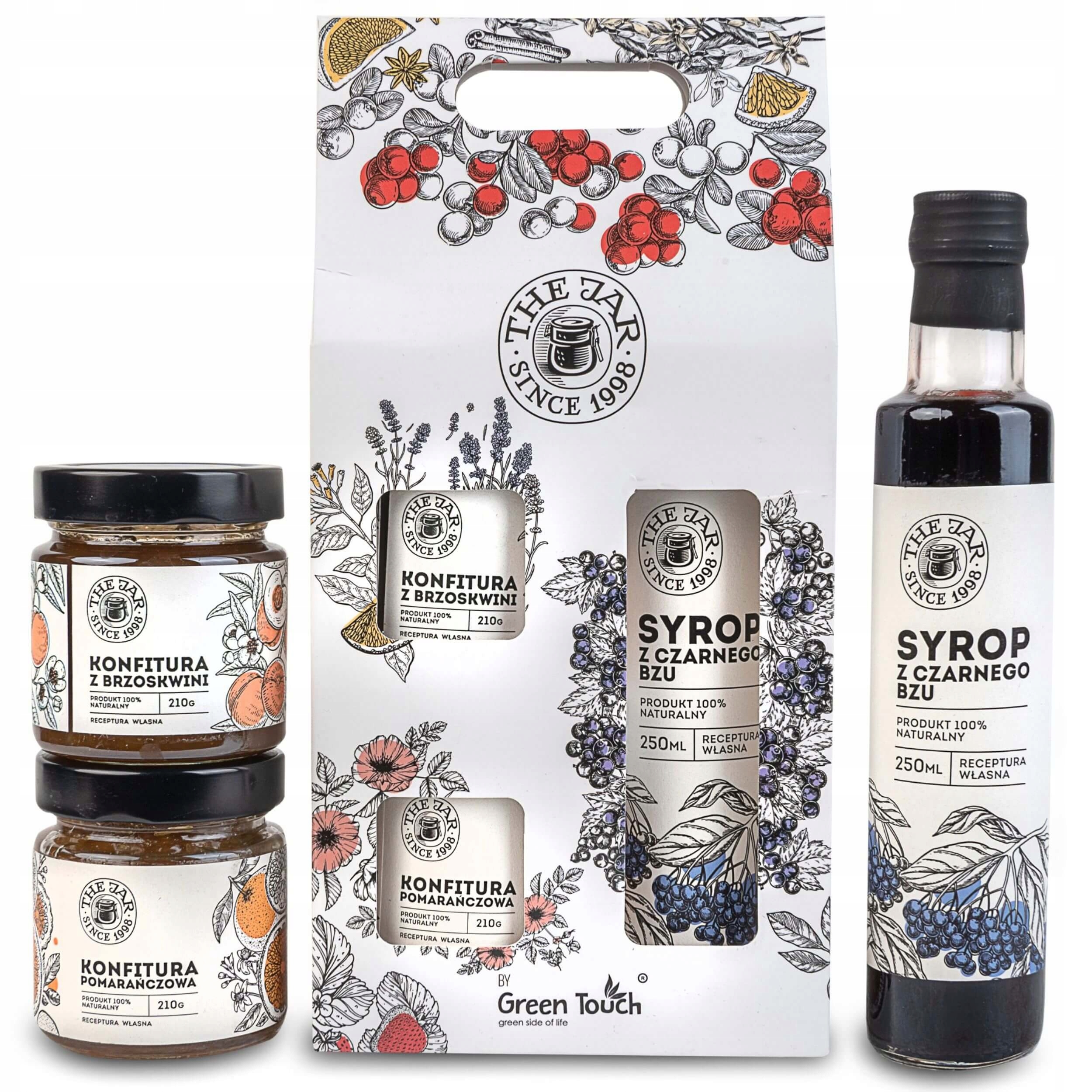 Sada zavařenin dárek džemy sirup z černého bezu premium v krabičce