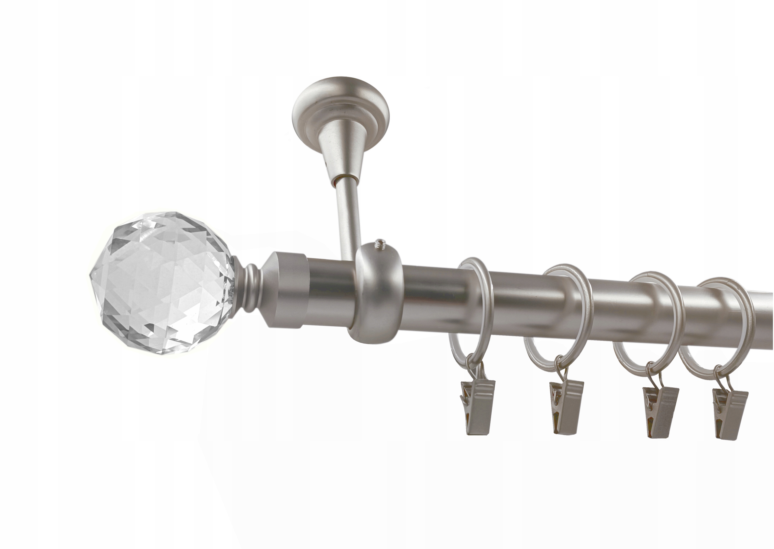 Jednoduchá Garnýž Stropní Kovový barva satén mix koncovek 25 mm 140 cm