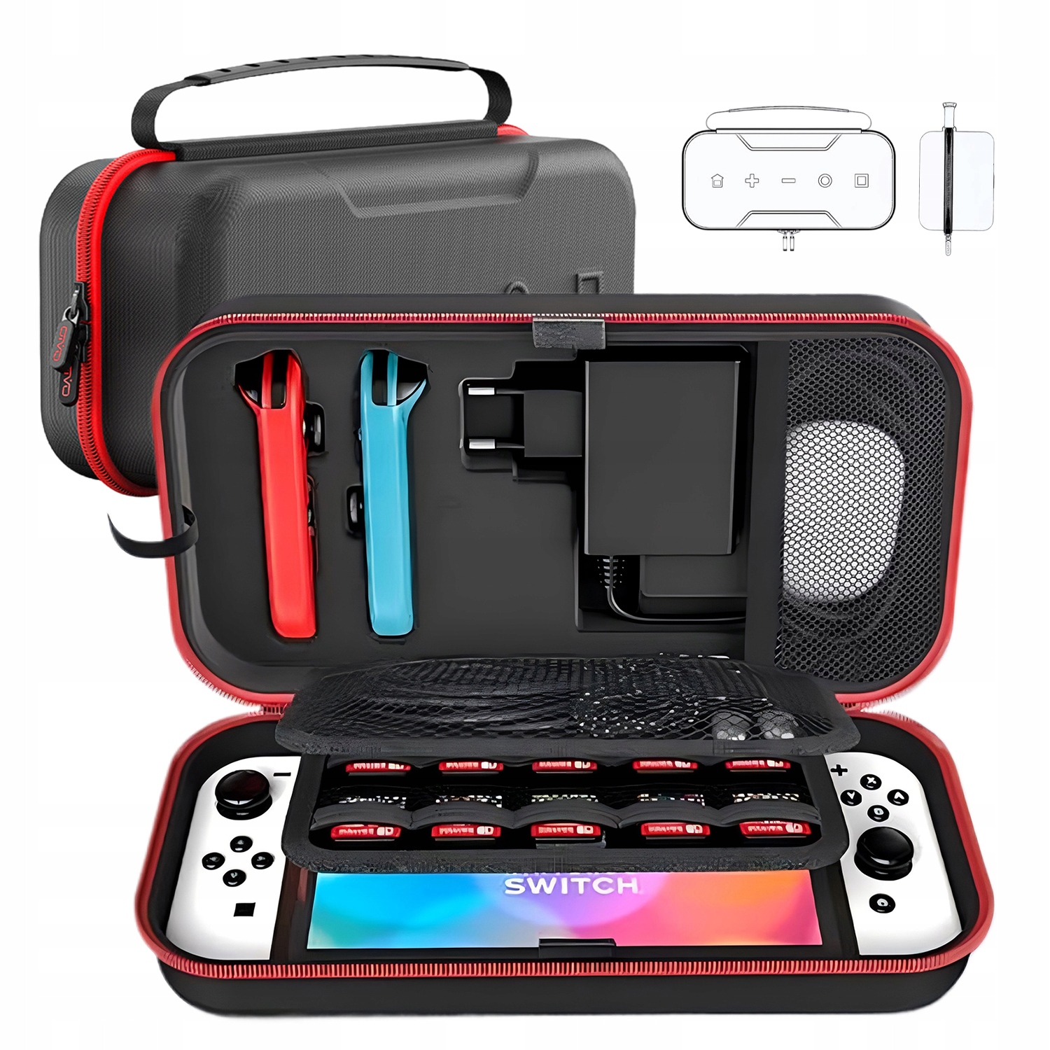 ETUI NA NINTENDO SWITCH - WIELOFUNKCYJNY ORGANIZER Z PRZEGRÓDKAMI 9,9x4,9"