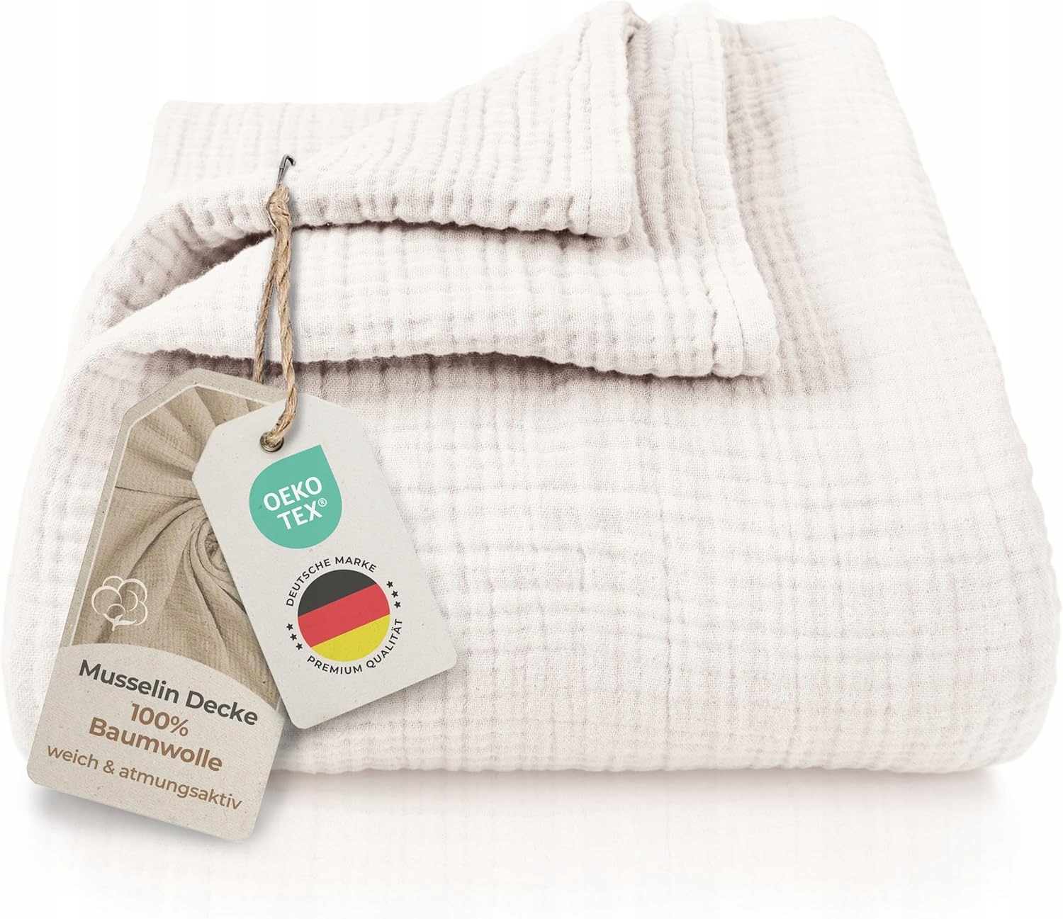 Mušelínová Deka 220x240 Premium 100% Bavlna 4 Vrstvy Krémová Deka