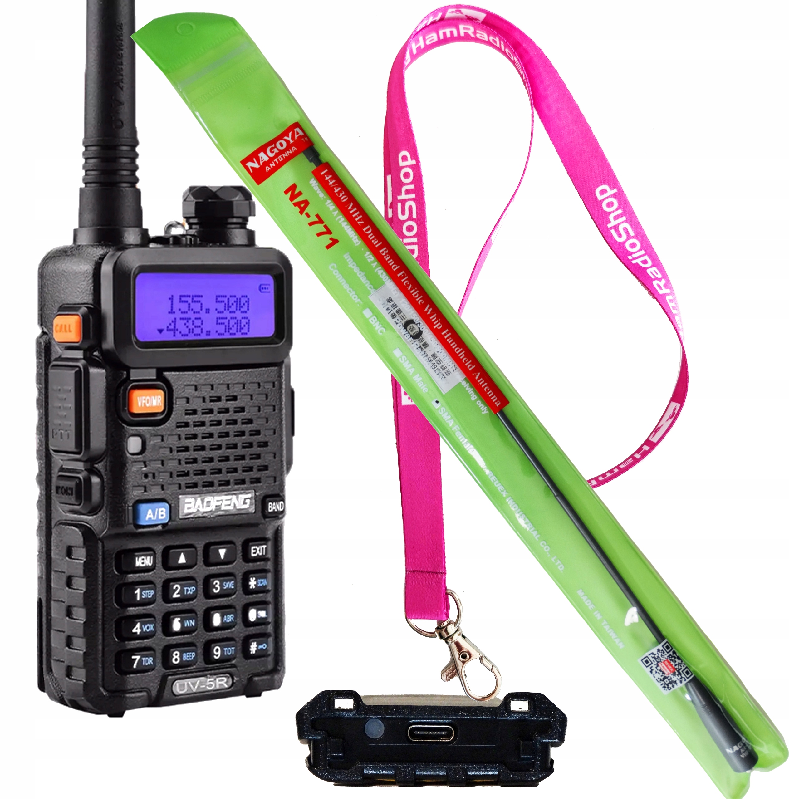 Baofeng UV-5R 5W bateria 1800mAh Usb-c Nagoya NA-771 Sma-f