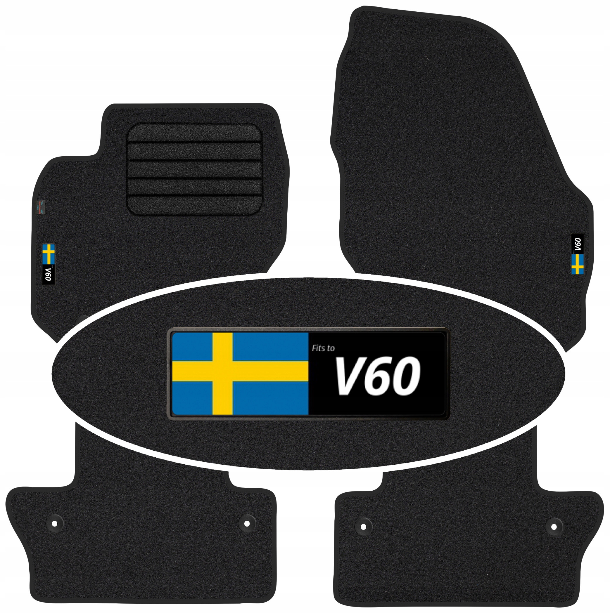 Volvo V60 I 2011-2018 Velurové koberce do auta Emblemat
