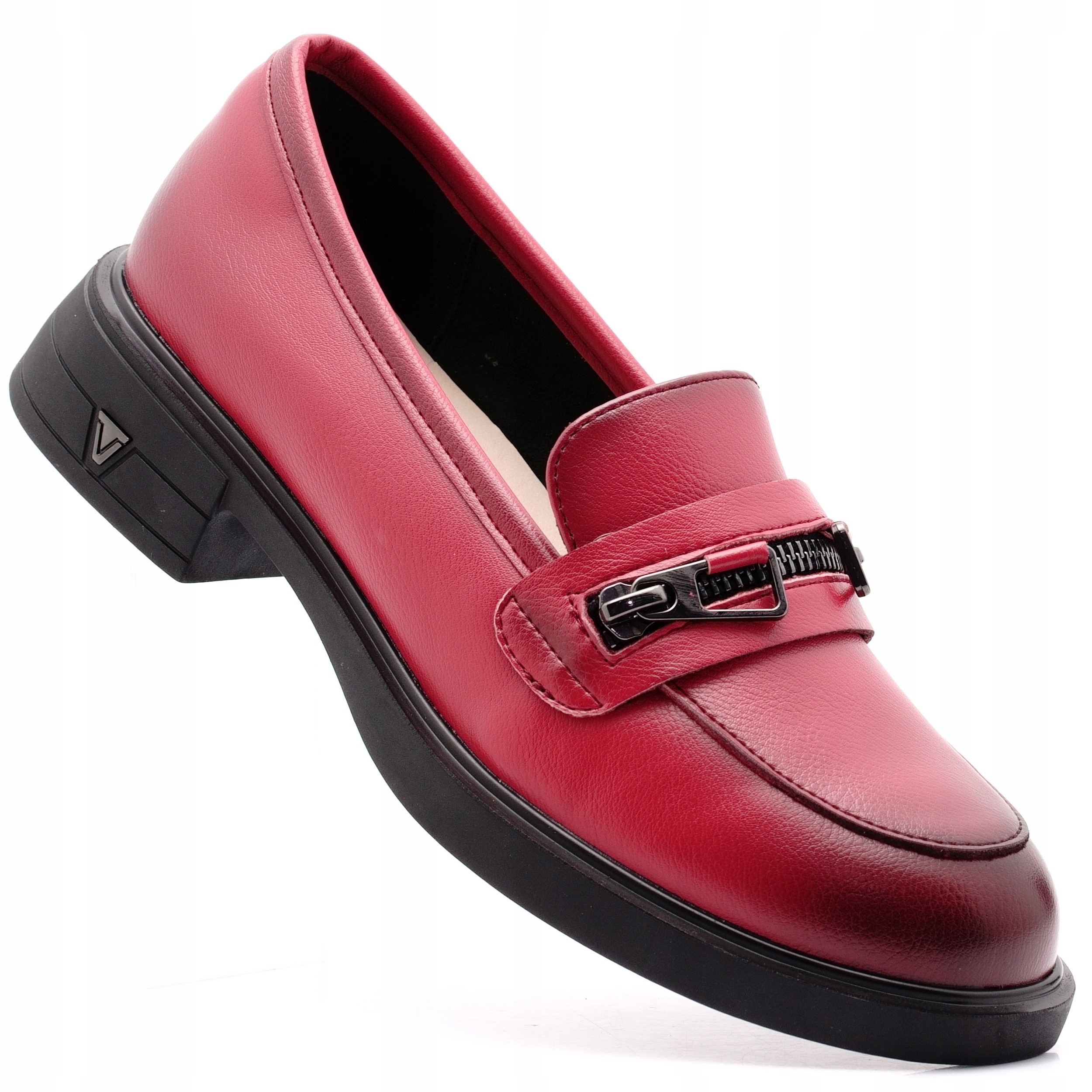 Vinceza Buty Damskie Mokasyny Półbuty Lordsy Skórzane Czerwone 39965 40