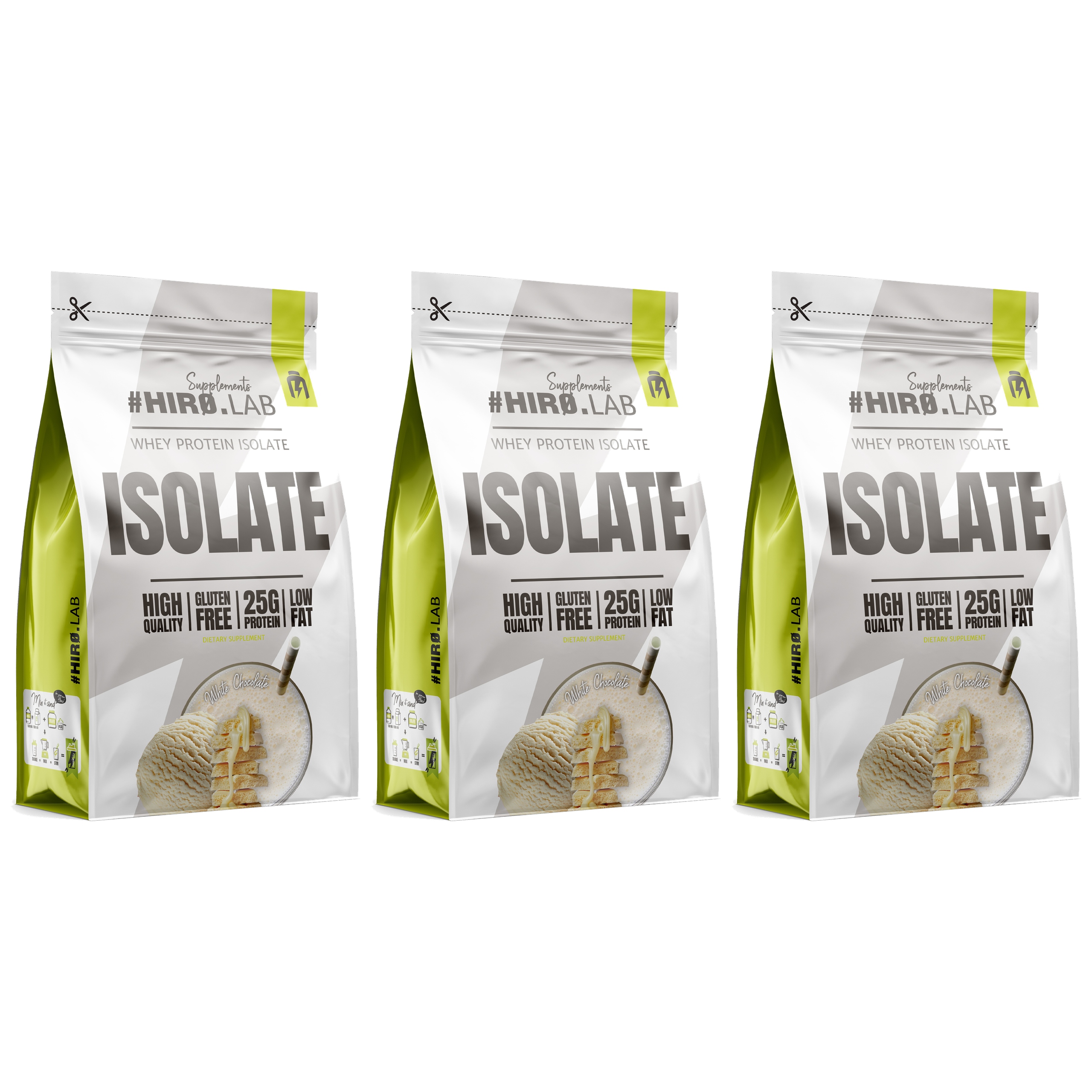 3x Protein Wpi Whey Protein Isolate Izolat Doplněk Stravy 700 g Bílá Čokoláda Hir