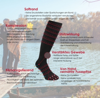 Podkolanówki Skarpety Uciskowe do samolotu 43-46 Odcień granatowy