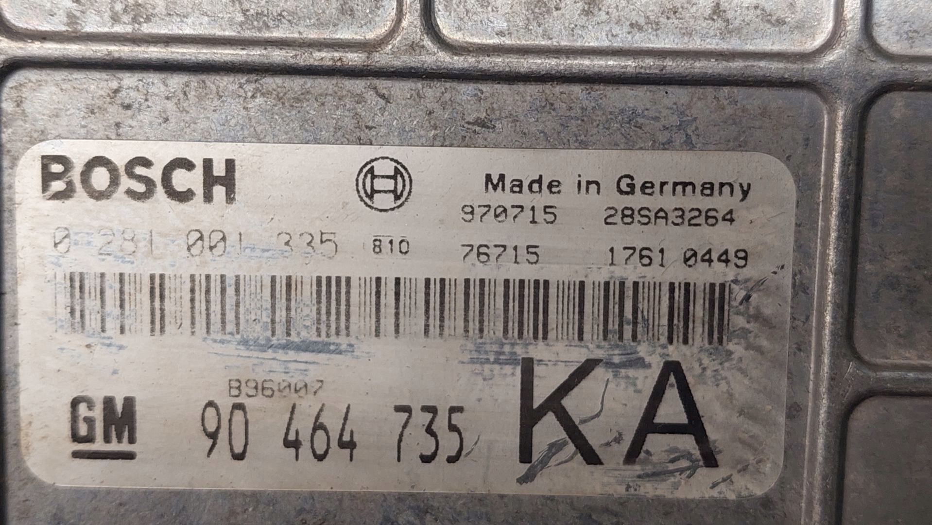 control unit of the engine VECTRA B 2.0 DTI 0281001335