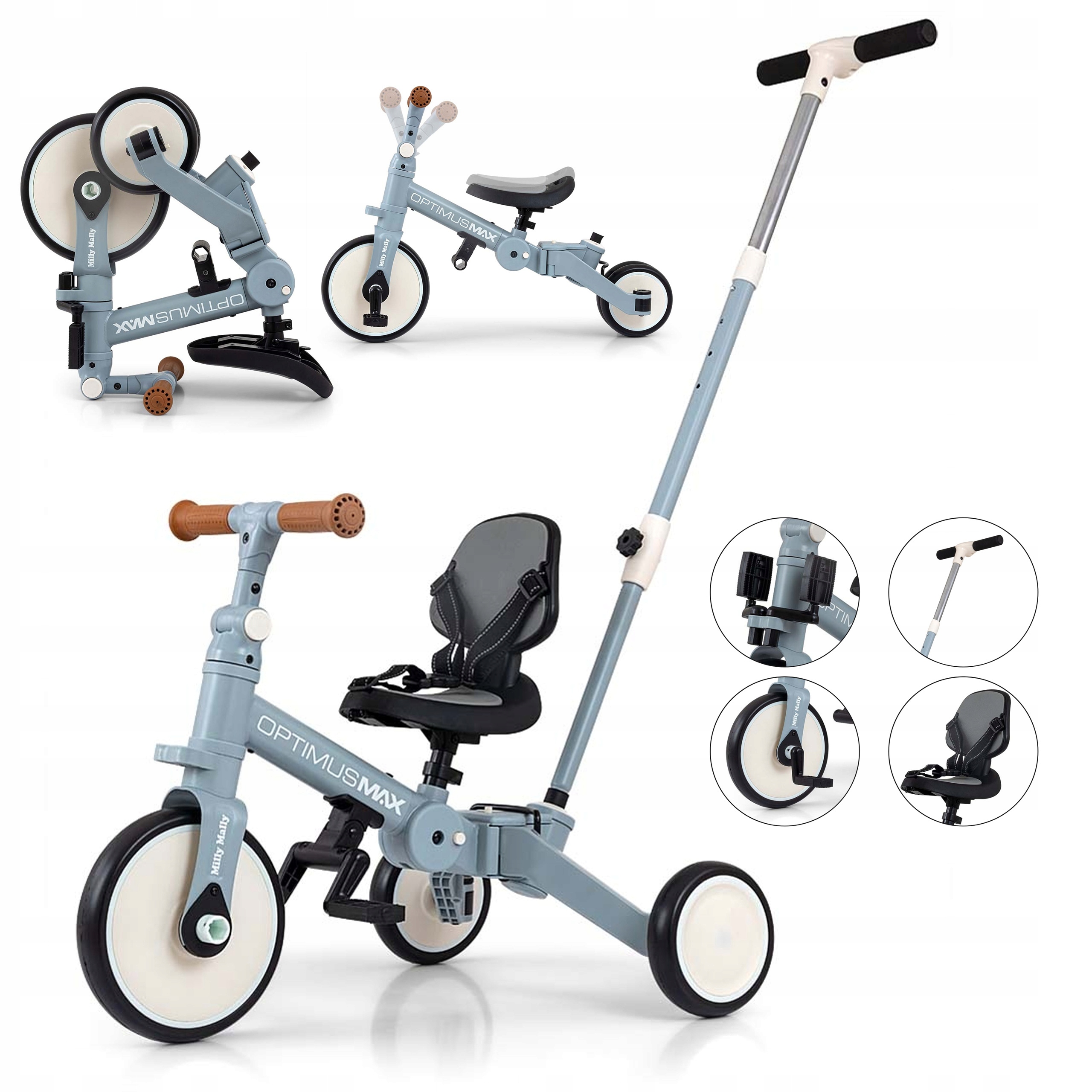 Rowerek Trójkołowy 5w1 Milly Mally Optimus Max Biegowy Pedały