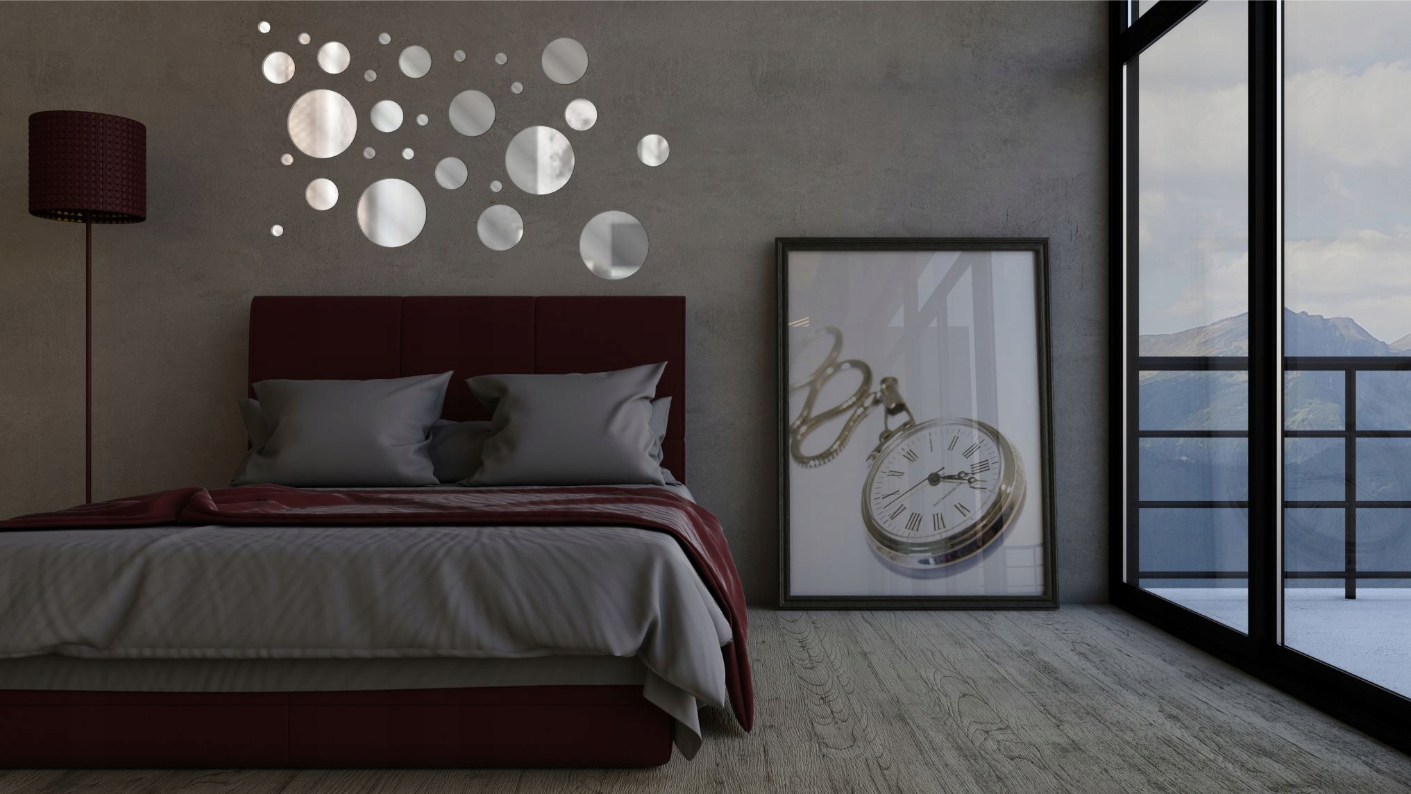 NAKLEJKI NA ŚCIANĘ, LUSTRZANE KÓŁKA, DECOR GLAMOUR Długość 25 cm